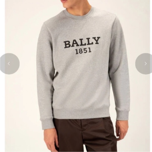 NWT Bally 1851 Melange Cotton Embroidered Logo Sweatshirt in Gray - Picture 8 of 16